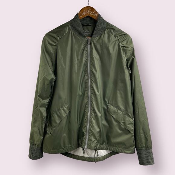 Prana Green Bomber Jacket Full Zip Medium Quick Dry Silky Bomber Lined - Picture 1 of 11